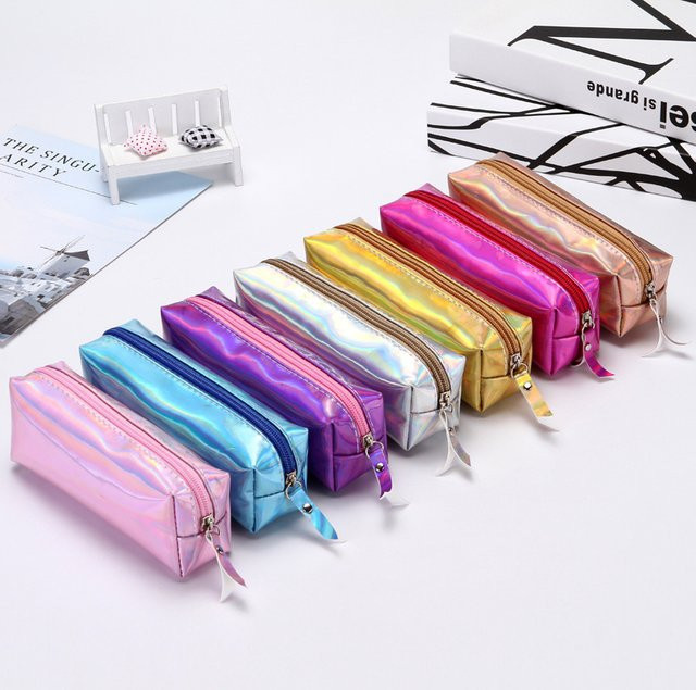 Laser Colorful Tide Federmäppchen in Pink als künstlerische Kosmetiktasche für Damen und Herren - Bild 1