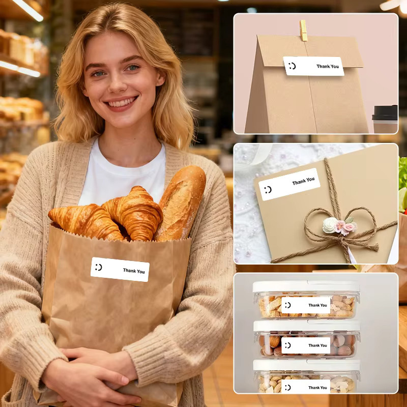 KAYSION Dankeschön-Aufkleber mit Smiley-Motiv, 120 Stück weiße Siegelaufkleber für Kleinunternehmen und Geschenke - Bild 2