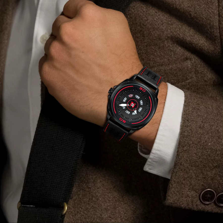 NS Leisure Armbanduhr, Quarz, Leder, Schwarz, Herren - Bild 2