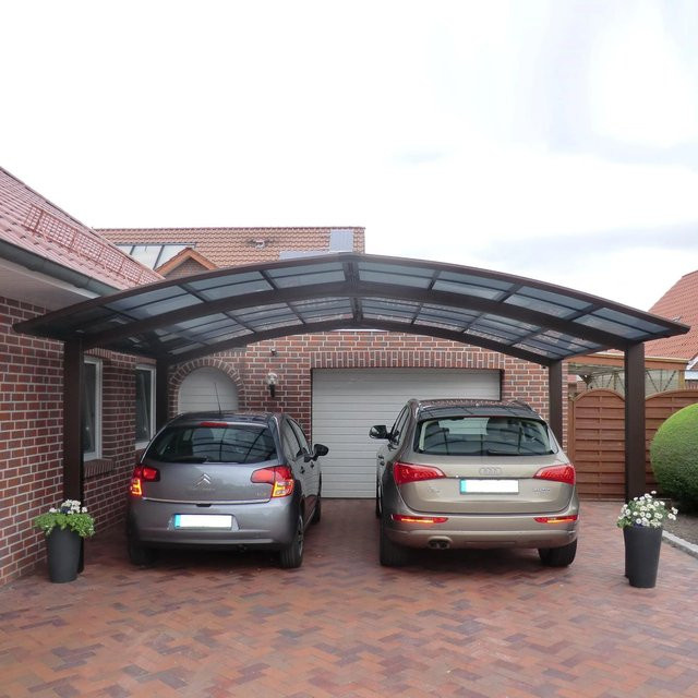Ximax Doppelcarport Portoforte-60 in Braun mit Regenrinne und Regenfallrohr, B/T: 542,3 x 495,4 cm - Bild 1