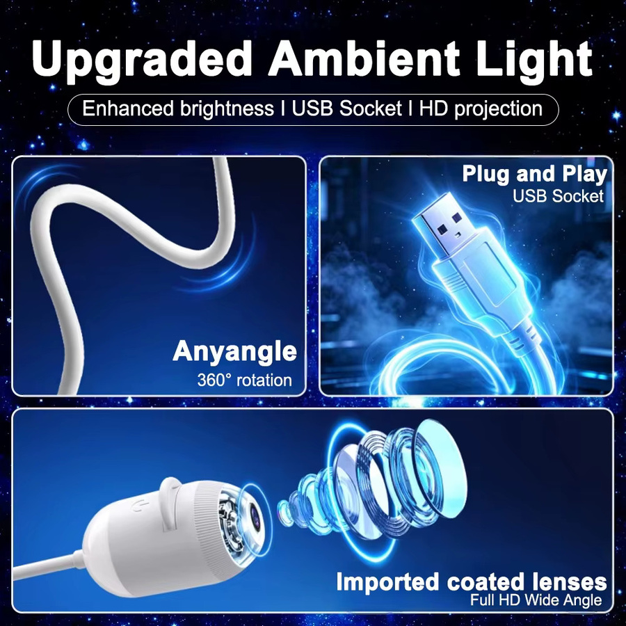XMSJ 3-in-1 USB-Sternenhimmel-Projektorlampe mit Touch-Steuerung und einstellbarer Helligkeit in Weiß - Bild 2