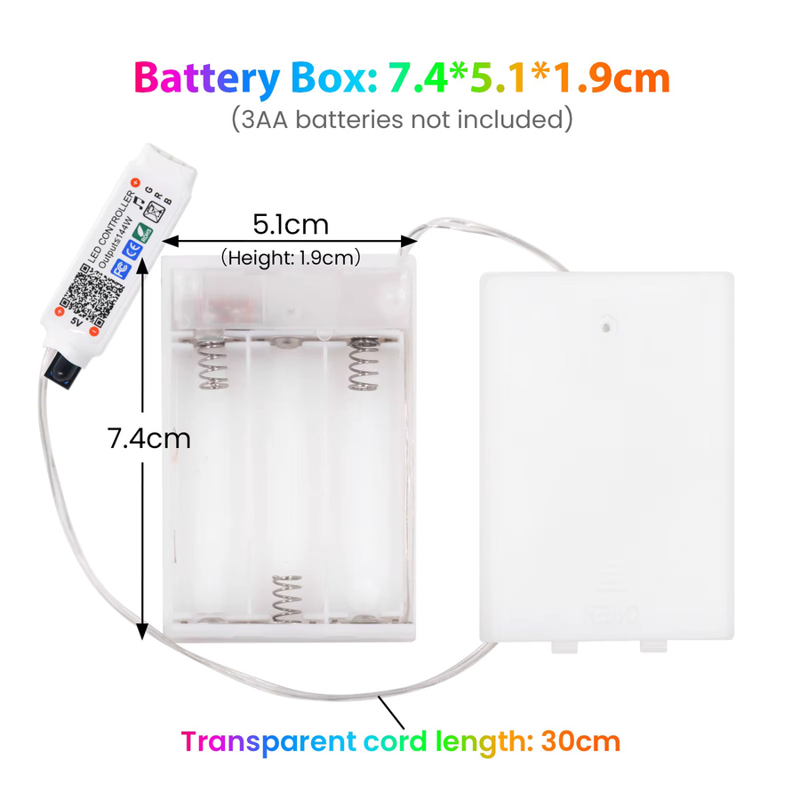 HEGEHE RGB Neon-Flex LED-Streifen, batteriebetrieben, DC 5V, wasserdicht, Bluetooth APP-Steuerung, Multicolor, 6 x 12 mm - Bild 5