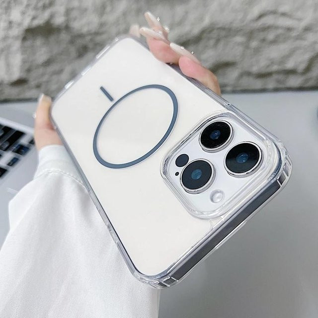 Yiran Bag MagSafe Case für iPhone 16 15 14 13 12 Pro Max Plus Mini X XR XS 11 Transparent Acryl Ultradünne Magnetische Hülle - Bild 1