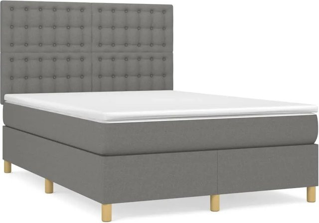 vidaXL Boxspringbett mit Matratze Hybrid-Design in Dunkelgrau, B/T: 140 x 190 cm - Bild 1