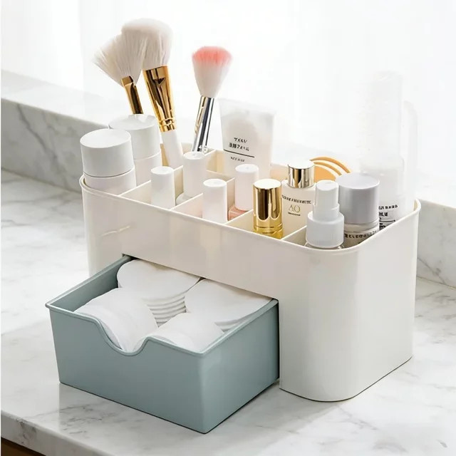Multifunktionale Kosmetik-Aufbewahrungsbox aus Kunststoff für Make-up-Pinsel und Schmuck in Pink und Weiß - Bild 1