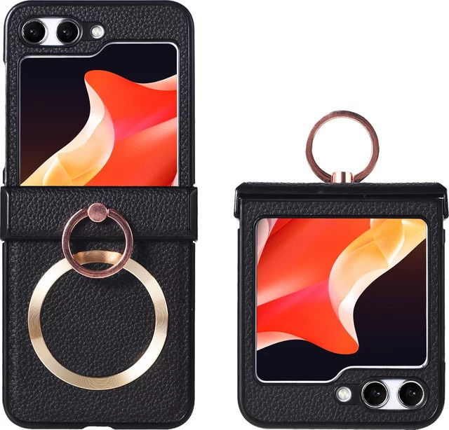 Diamond Ring Bracket Hülle für Samsung Galaxy Z Flip 4 5 6 7 mit Magnetständer in Schwarz - Bild 1