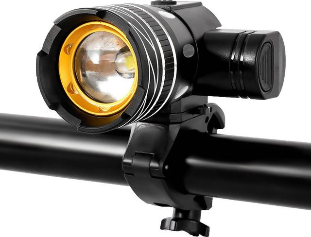 Balugoe USB-Front-LED-Taschenlampe für das Fahrrad, wasserdicht und wiederaufladbar, grau - Bild 1