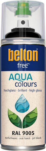 Belton Free AQUAcolours Buntlack RAL 9005 Tiefschwarz hochglänzend, wasserbasiert, 400 ml - Bild 1