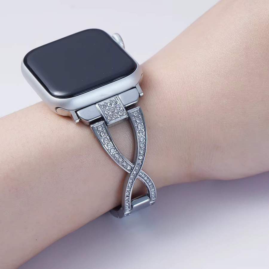 AZMAX Uhrenarmband Edelstahl, Kristall, Silber, Damen - Bild 1