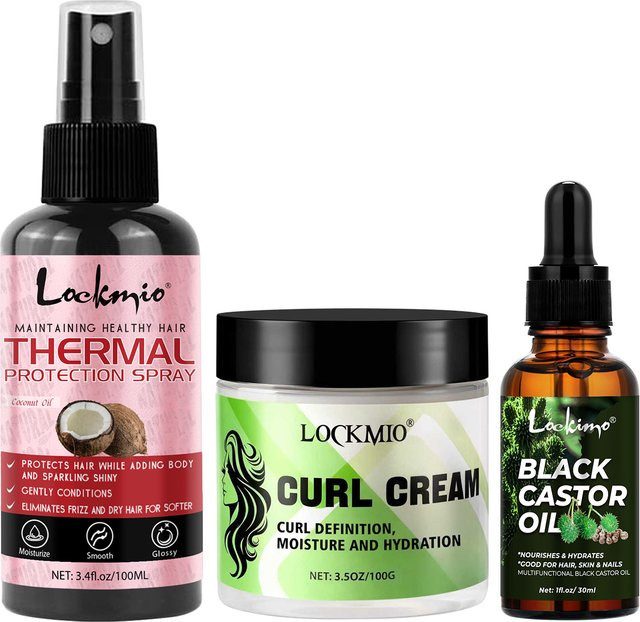 lockmio Lockenpflege-Set, Hitzeschutzspray, Locken-Definiercreme, Rizinusöl, Unisex - Bild 1