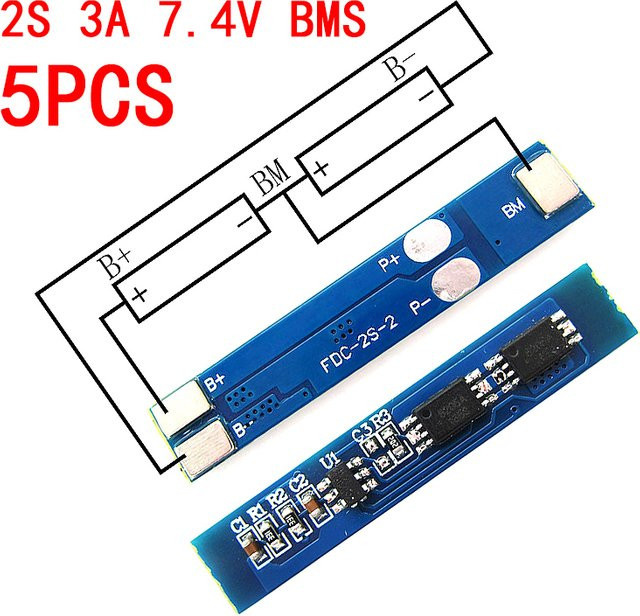 5er Set Si Tai&SH BMS Schutzplatine für 2S 3A Li-Ionen-Lithium-Akkus, 7,4 V bis 8,4 V, Farbe Blau - Bild 1