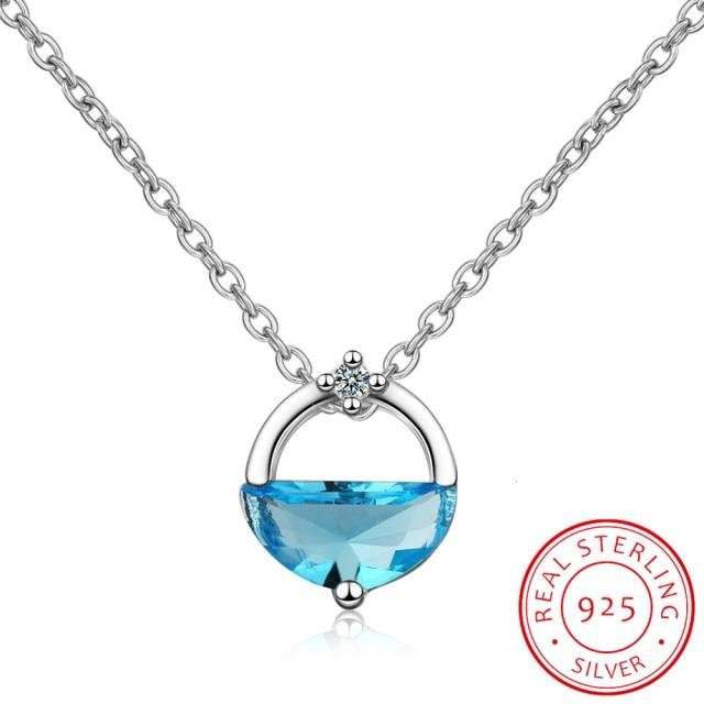 Halskette 925 Silber, Zirkonia, Kristall, Damen, blau - Bild 1