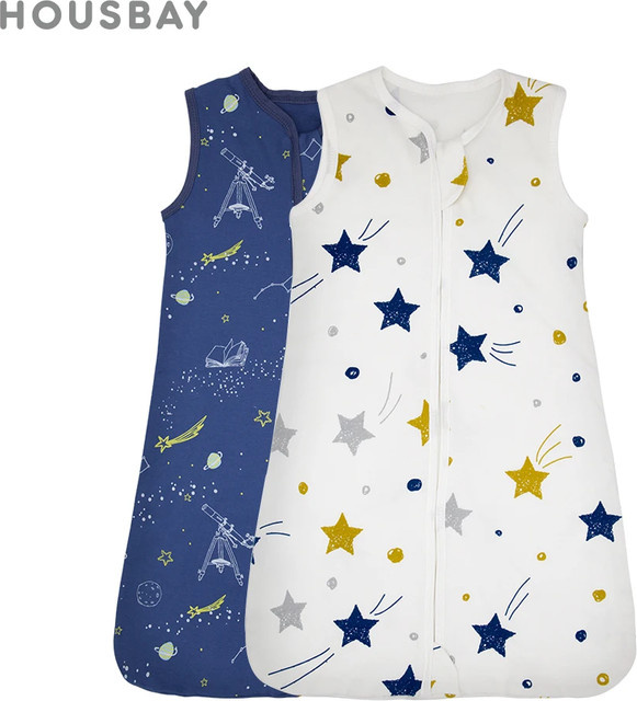 HOUSBAY Sommer-Babyschlafsack aus 100 % Baumwolle mit Cartoon-Print für Mädchen und Jungen, 3–18 Monate - Bild 1