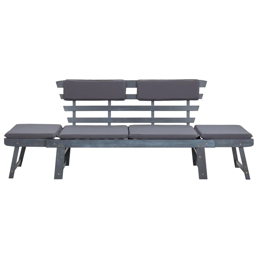vidaXL Gartenbank 2-in-1 aus Akazienholz mit Auflagen, Grau - Bild 2