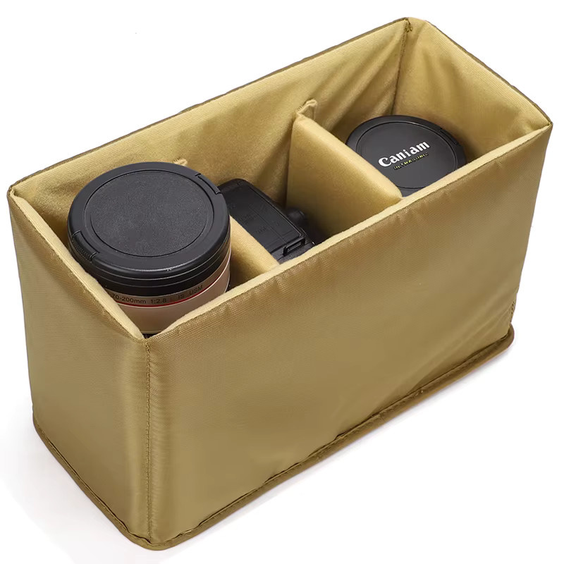 QISEMIAN DSLR-Kameratasche mit abnehmbarer Innentasche in Beige für digitale Einlinsen-Reflexkameras - Bild 3