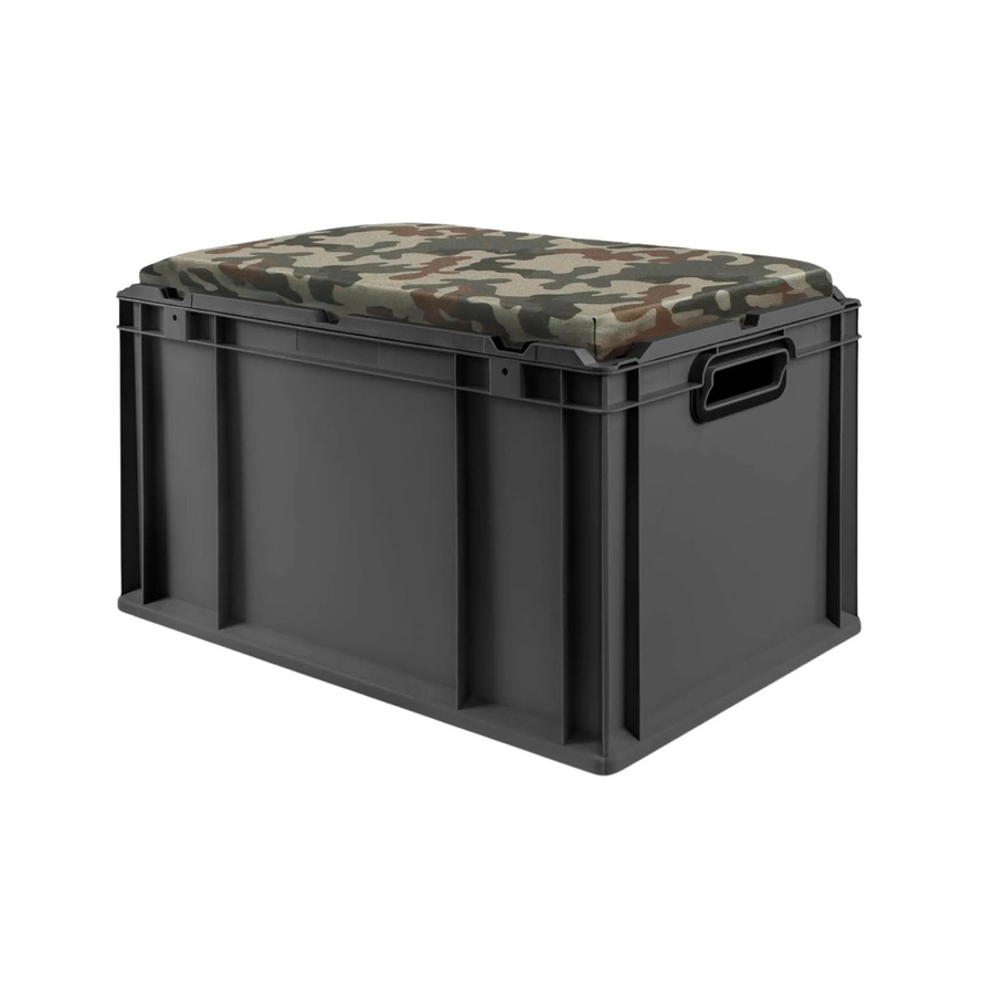 PROREGAL Eurobox Nextgen Seat Box Camouflage Sitzbox Transportbox mit Griffen, H x B x T: 36,5 x 40 x 60 cm, 65 Liter, Schwarz/Camouflage - Bild 2