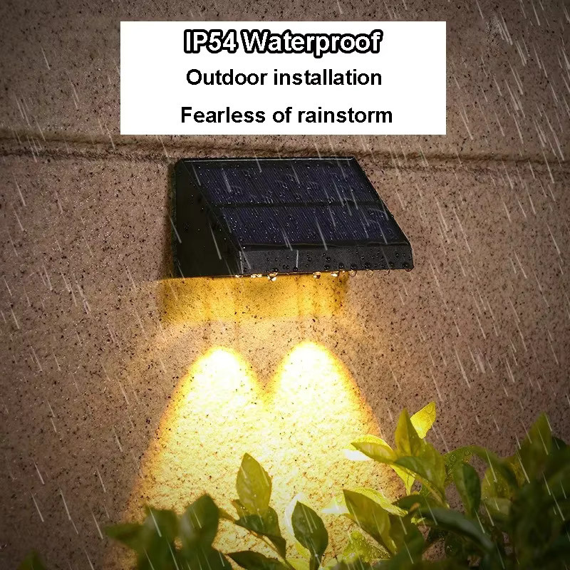 TLEDMP Solar-Wandleuchte in Schwarz mit warmweißem LED-Licht, wasserdichte Außenlampe IP54 für Garten, Balkon und Terrasse - Bild 4
