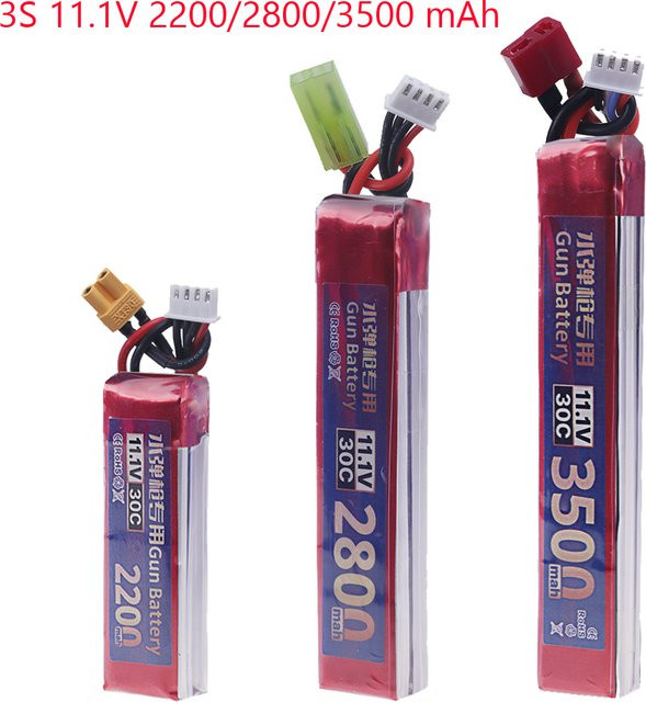 GAOLAG LiPo-Akku 11,1V 3S 30C mit XT30 Stecker in Rot für Wasserpistolen, Airsoft und elektrische Spielzeugwaffen - Bild 1