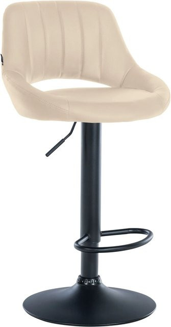 DELUKE Barhocker SEGAD höhenverstellbarer Barstuhl aus Kunstleder mit Lehne und 360 Grad Drehbarkeit, Farbe Creme/Schwarz, B/T/H: 47 x 48 x 85 cm - Bild 1