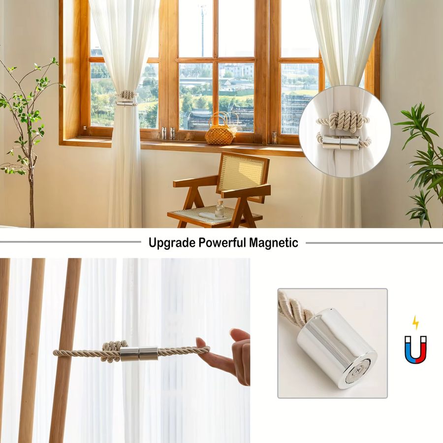 DUTRIEUX Magnetische Vorhangbänder aus gewebtem Polyester in Weiß im modernen minimalistischen Stil - Bild 2