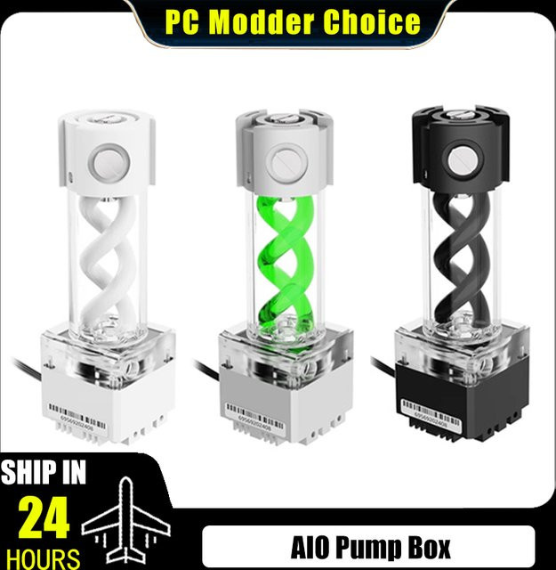 FREEZEMOD AIO-Kombination Box-Pumpbehälter mit DNA-Spirale aus Aluminium und PMMA in Weiß, PUB-FS6MB - Bild 1
