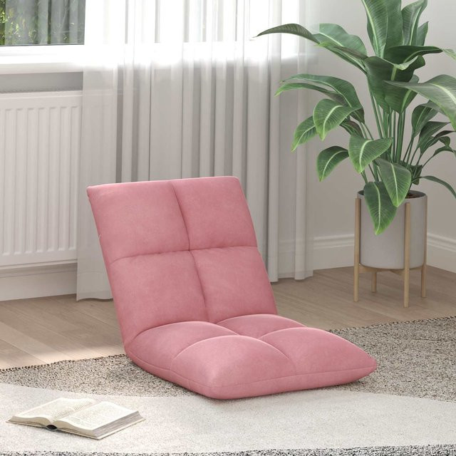 Verstellbarer Bodenstuhl von Yiwydaa in Rosa aus Samt mit modernem Design - Bild 1