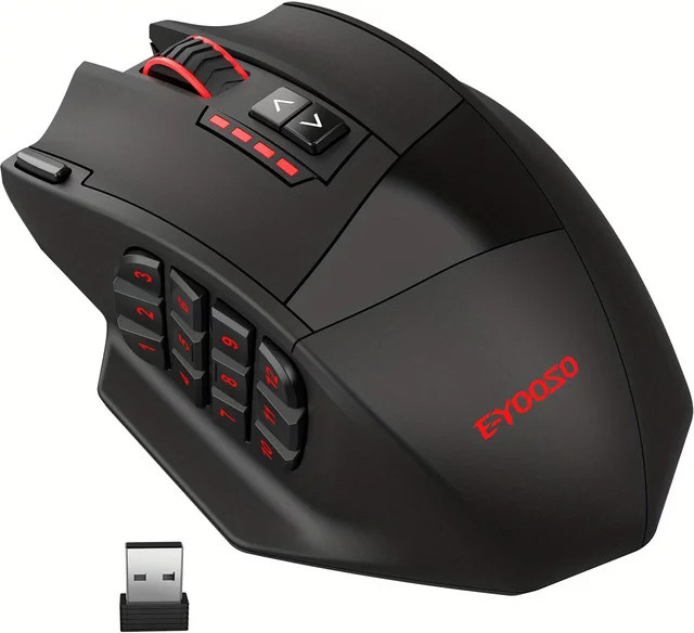 E-YOOSO X-33 Dual-Mode Gaming-Maus in Schwarz mit RGB-Beleuchtung, 16.000 DPI und 16 programmierbaren Tasten, kabellos 2,4 G oder kabelgebunden via USB - Bild 1