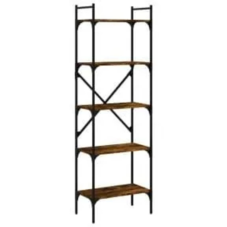 vidaXL Bücherregal mit 5 Fächern in Eiche Braun im Industrial Design, B/T/H: 56 x 31,5 x 174 cm - Bild 2
