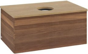 V&B Waschtischunterschrank Antao mit Frontstruktur in Walnut, B/T/H: 80 x 36 x 50 cm - Bild 1