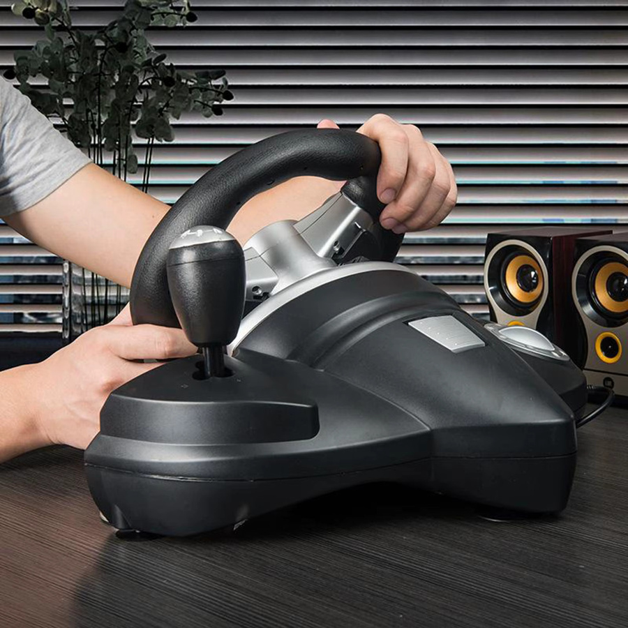 MagiDeal USB Racing Wheel Set mit Fußpedalen und Federfeedback für PS4 und PC in Schwarz - Bild 3