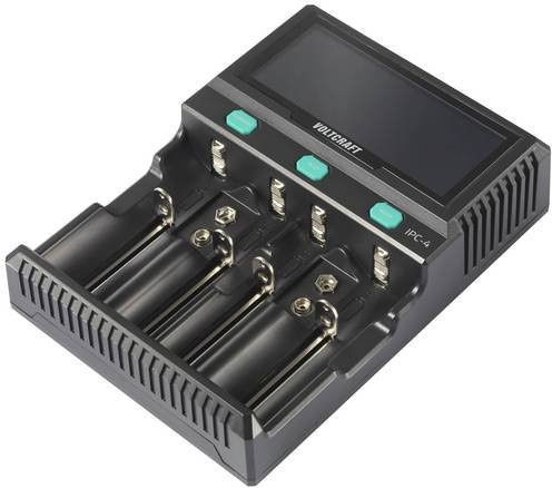 VOLTCRAFT IPC-4 Rundzellen-Ladegerät in Schwarz für LiIon, LiFePO4, NiMH und NiCd Akkus (AA, AAA, C, Sub-C) - Bild 1