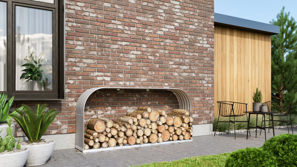 Vitavia Kaminholzregal Ardor 401 aus Aluminium, Farbe: blank, B/T/H: 210 x 40 x 100 cm - Bild 3