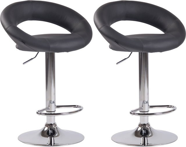 CLP 2er Set Barhocker Olinda in Schwarz aus Kunstleder mit höhenverstellbarem Metallfuß - Bild 1