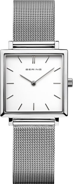 Bering Damenuhr, Quarz, Edelstahl, eckig, 26 mm, Weiß - Bild 1
