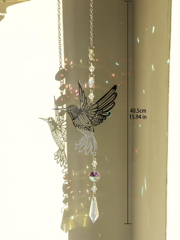 Artilady Kristall Vogel Suncatcher in Silber als hängende Glas Dekoration für Regenbogeneffekte - Bild 4