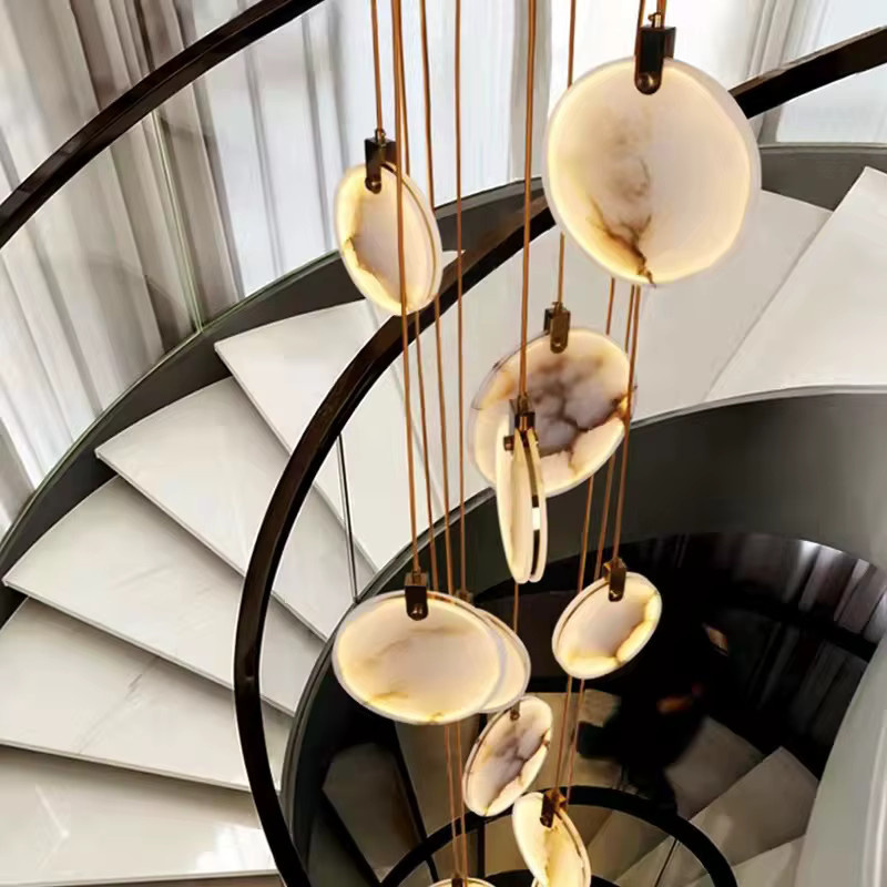 ABCZ Kronleuchter aus Kupfer und Marmor in modernem Luxus-Design für Wohnzimmer, Schlafzimmer oder Treppenhäuser - Bild 5