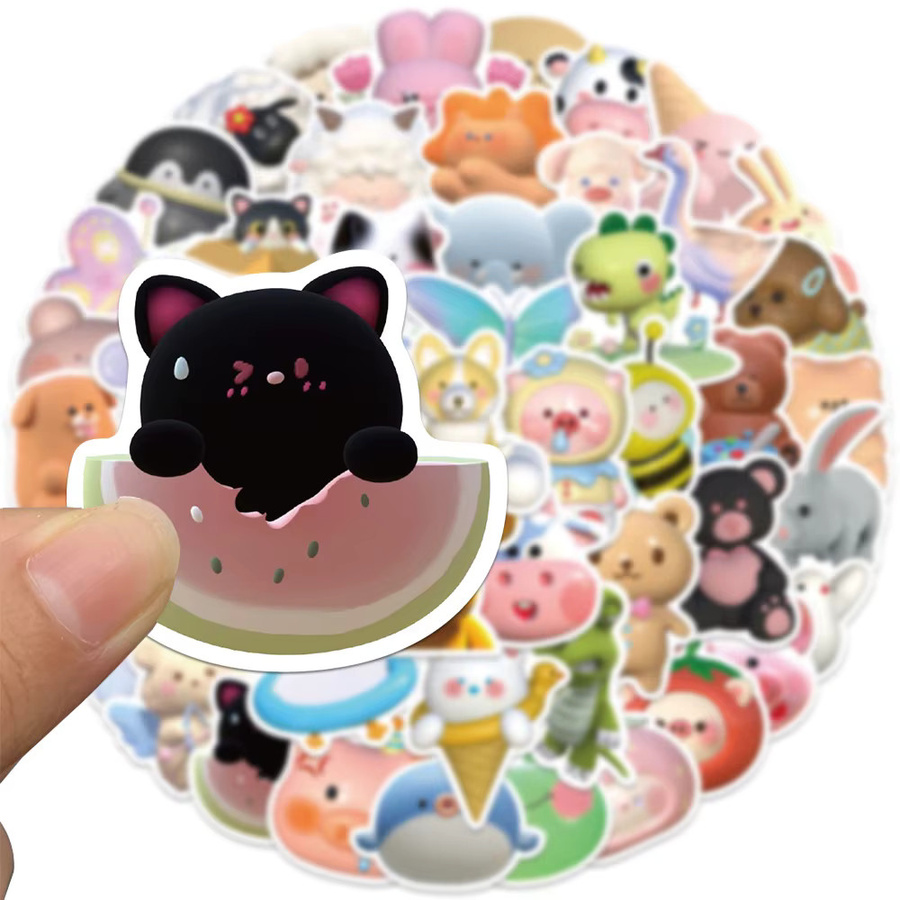 52er Set 3D Tier Aufkleber im Cartoon Design von BulingBulingStickers Shop, Mehrfarbig - Bild 2