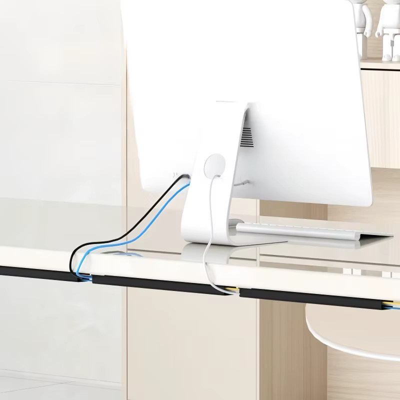 PVC Kabelmanagement Organizer für unter den Schreibtisch, Kabelkanal Set ohne Bohren, Schwarz - Bild 3