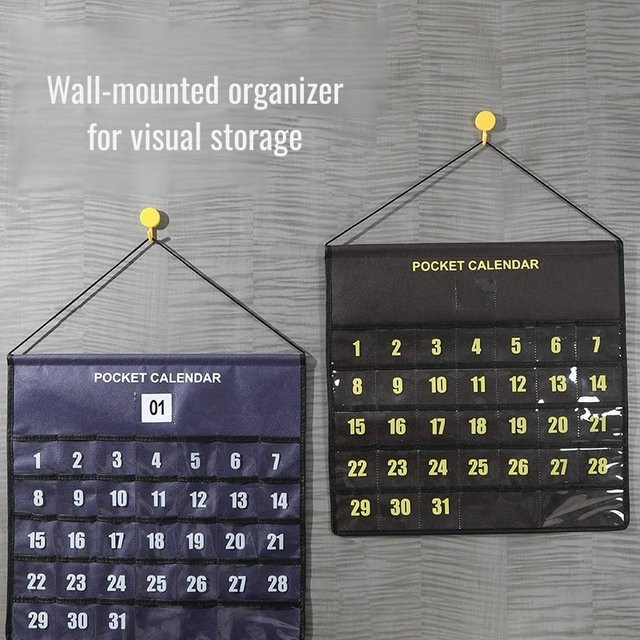 Schwarze Vlies-Aufbewahrungstasche zum Aufhängen an der Wand für Kalender, Schmuck und Kleinteile - Bild 1