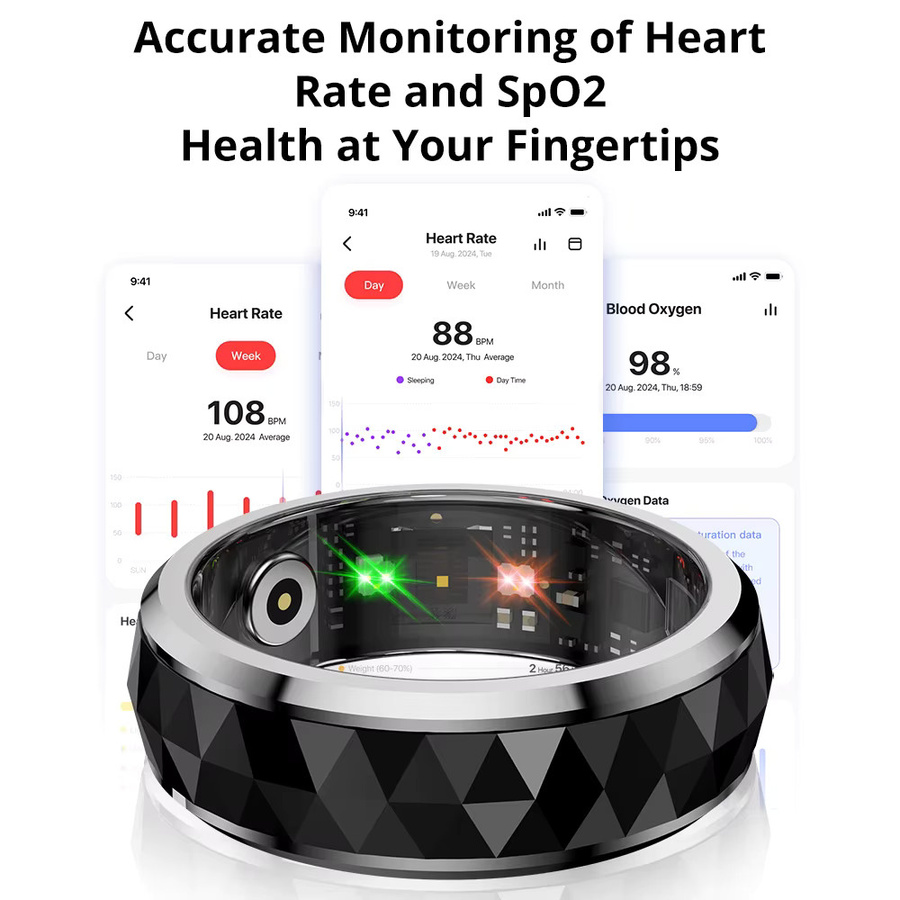 COLMI R11 Smart Ring für Herren in Schwarz mit Ladeetui, Gesundheits- und Schlafmonitor, 5 ATM wasserdicht - Bild 4