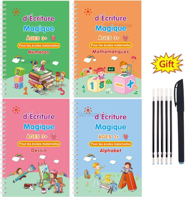 Art Farmer Wiederverwendbares Kalligraphie-Übungsheft Set für Kinder ab 3 Jahren, 4 Stück, Mehrfarbig - Bild 1
