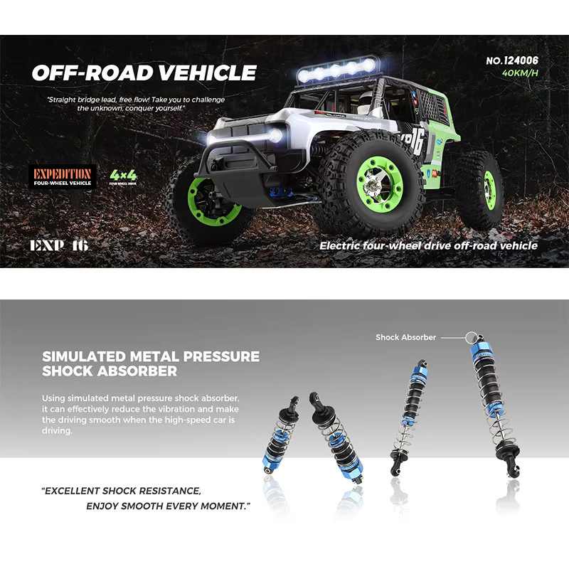 WLtoys 124006 RC Auto Off Road 4x4 Lkw, 1/12, mit LED-Licht, ferngesteuert - Bild 3