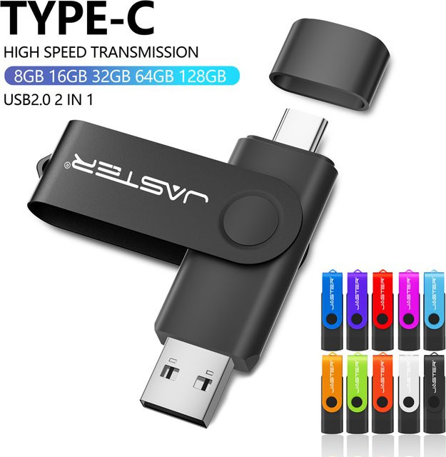 JASTER 2-in-1 USB-C OTG USB-Stick in Schwarz mit 128GB Speicherplatz - Bild 1