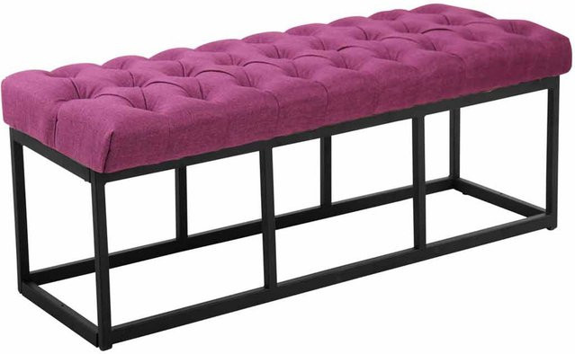 TPFLiving Sitzbank Amor in Lila mit matt schwarzem Gestell, Breite: 120 cm - Bild 1