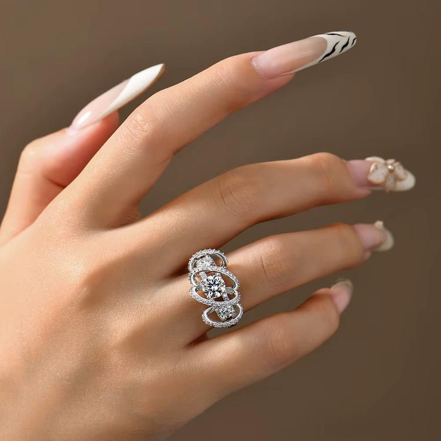 ATTAGEMS Ring, Moissanit, 925 Silber, Damen - Bild 4