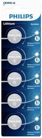 Philips Knopfzellen CR2016 3V Lithium Minicells Silber 5er Pack - Bild 1