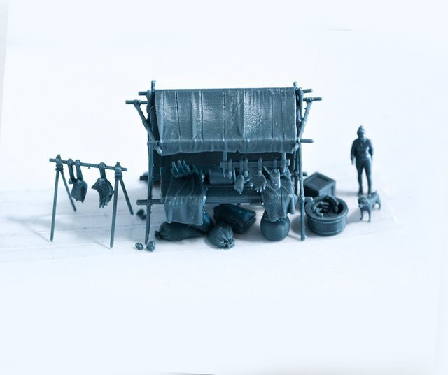 Yao's Studio Antike Miniatur-Vitrine Fleischstand Bazaar, 1:87 (Spur H0) - Bild 1