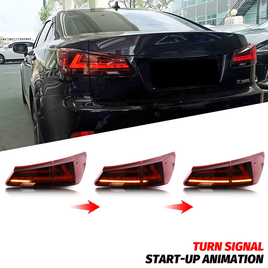 LED-Rückleuchten für Lexus IS250 IS350 ISF IS ii 2006-2013 Limousine mit sequenziellem Blinker in Rot - Bild 3