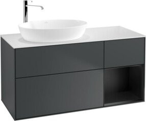V&B Waschtischunterschrank Finion mit Wandbeleuchtung, Breite: 120 cm, Tiefe: 50,1 cm, Höhe: 50,1 cm, lackiert, matt blau - Bild 1