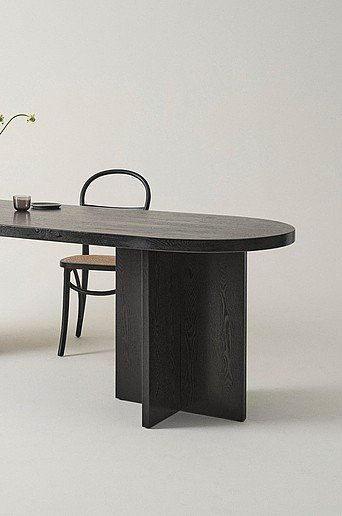 Jotex Esstisch CRUZ in Esche mit schwarzem Gestell, oval, B/T/H: 260 x 80 x 76 cm - Bild 1